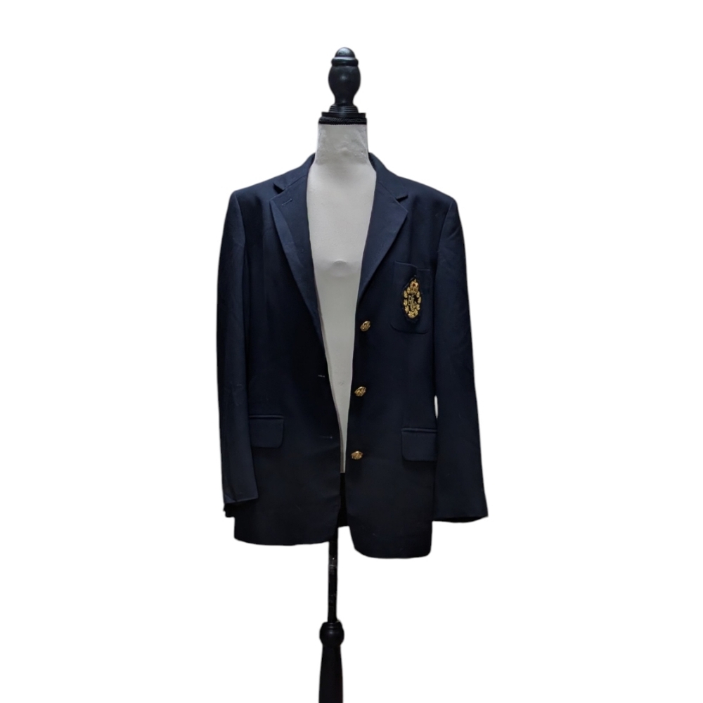 100% Pure New Wool Ralph Lauren Dark Blue Blazer with Gold Buttons - Picture 4 of 12